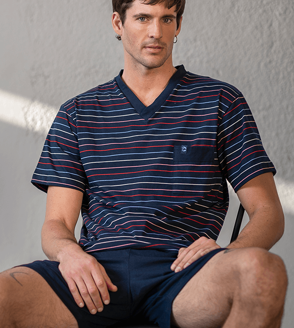 Pijama Típico Jersey Corto Rayado 100% Algodón